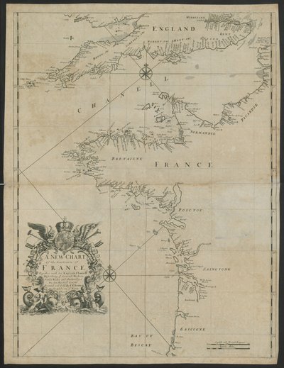 A new Chart of the Sea Coasts of France, together with the English Channel by English School