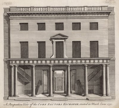 A Perspective View of the Corn Factors Exchange, Erected in Mark Lane 1751 by English School
