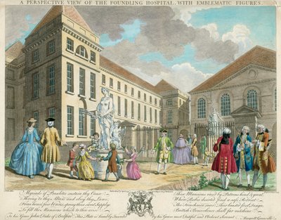 A Perspective View of the Foundling Hospital with Emblematic Figures by English School