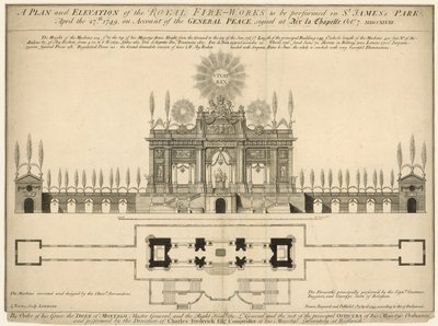 A Plan and Elevation of the Royal Fireworks to Be Performed in St James