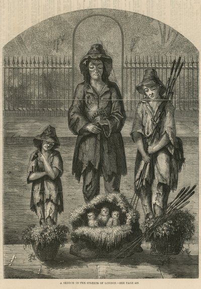 A Sketch in the Streets of London by English School