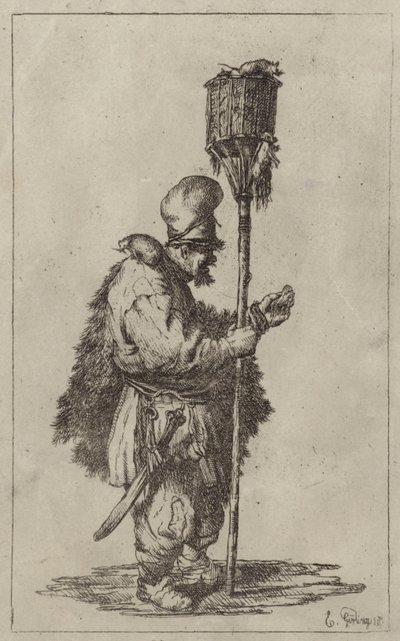 A Travelling Rat Catcher with the Tools of His Trade by English School