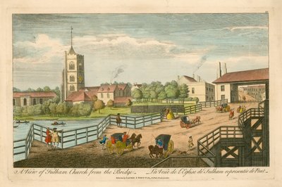 A view of Fulham Church from the Bridge by English School