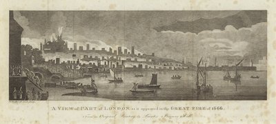 A View of Part of London as It Appeared in the Great Fire of 1666 by English School