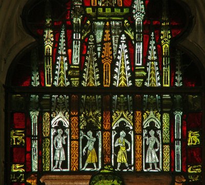 A window in the Lady Chapel depicting a canopy with figures by English School