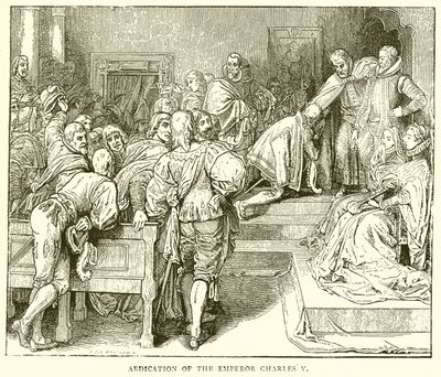 Abdication of the Emperor Charles V by English School
