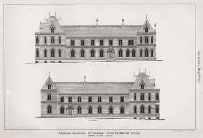 Academic Buildings, Nottingham, Third Premiated Design by English School