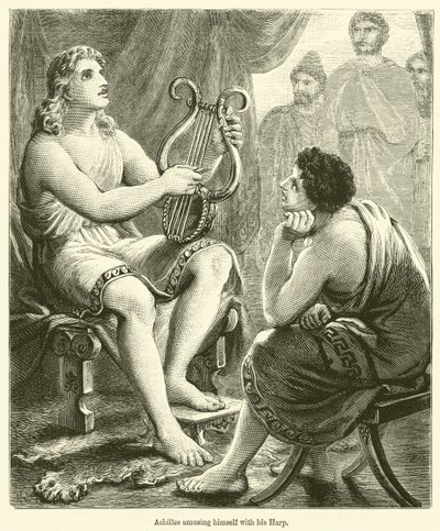 Achilles amusing himself with his Harp by English School