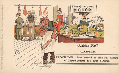 Addled Ads Postcard by English School