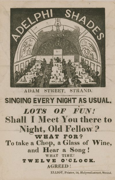 Advert for Adelphi Shades, Adam Street, Strand by English School