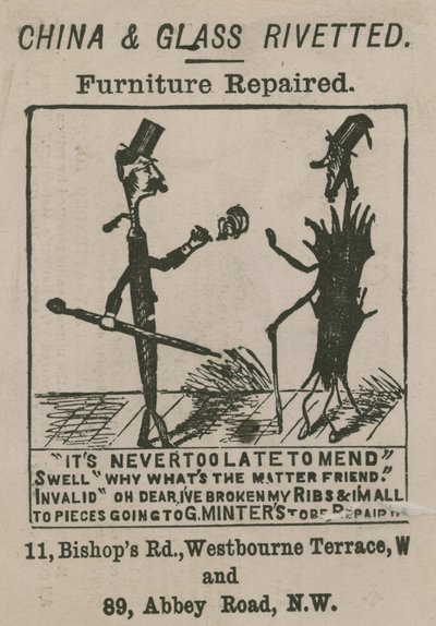 Advert for G Minter; Cartoon by English School