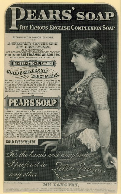 Advert for Pears Soap featuring Lillie Langtry by English School