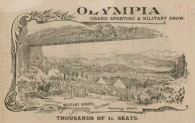 Advert for a Grand Sporting and Military Show at Olympia, London by English School