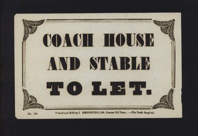 Advertisement: Coach House and Stable to Let by English School