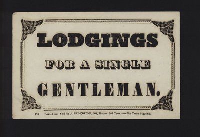 Advertisement: Lodgings for a Single Gentleman by English School