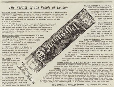 Advertisement, St Jacobs Oil by English School
