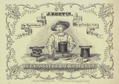 Advertisement for J Bertin, hat cleaner, Ghent, Belgium by English School