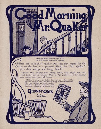 Advertisement for Quaker Oats breakfast cereal by English School