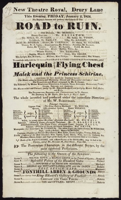Advertisement for a Performance of Road to Ruin by English School