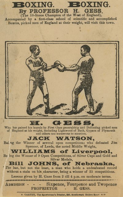 Advertisement for Boxing Classes by English School