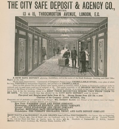 Advertisement for the City Safe Deposit & Agency Co Limited by English School