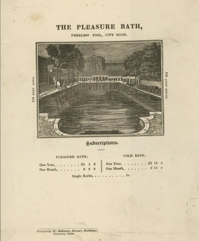 Advertisement for the Pleasure Baths by English School