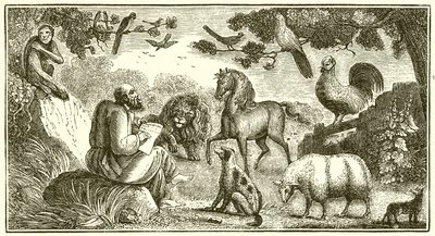 Aesop Composing His Fables by English School