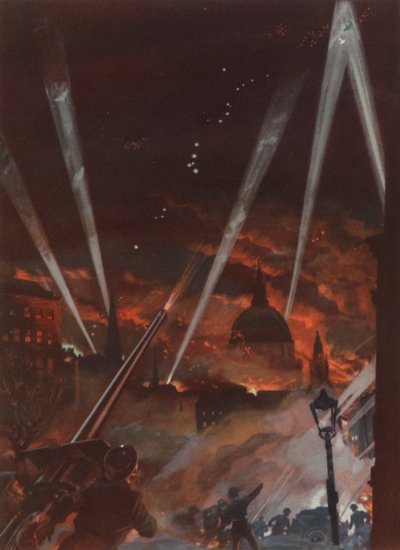 Air Raid on London during the Blitz, World War II by English School