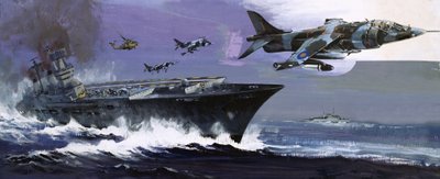 Aircraft carrier and jets by English School