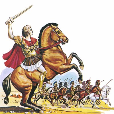 Alexander the Great on Bucephalus by English School