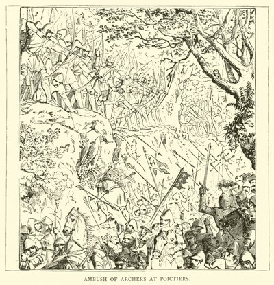 Ambush of archers at Poictiers by English School