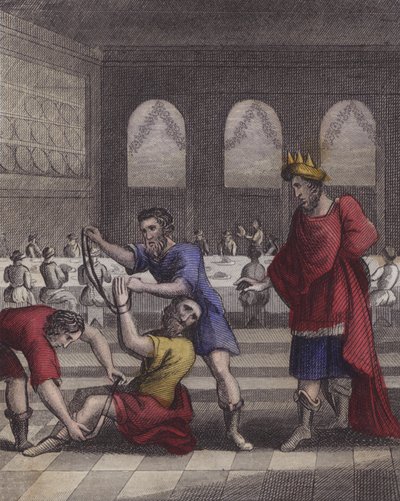 Amidst the crowded room a wretch appears ... by English School