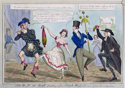 An O.P.ra Ball, Finishing with a Scotch Reel to the Tune of Catch Him and Keep Him, pub. by S.W. Fores, 1823 by English School