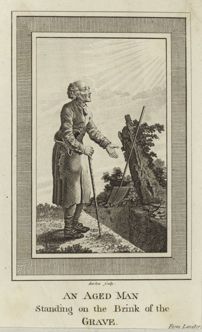 An Aged Man Standing on the Brink of a Grave by English School