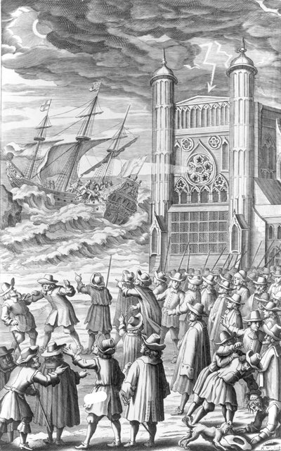 An allegory of the events surrounding King Charles I in 1649 by English School