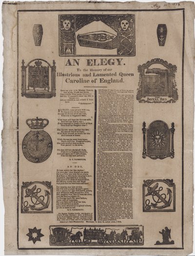 An Elegy to the Memory of Queen Caroline of England (engraving) by English School