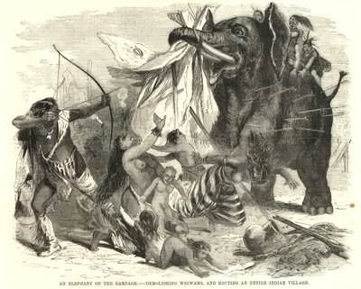 An elephant on the rampage by English School