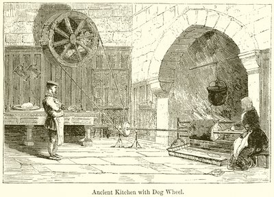 Ancient Kitchen with Dog Wheel by English School