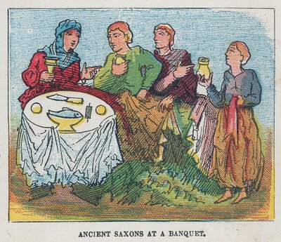 Ancient Saxons at a banquet by English School