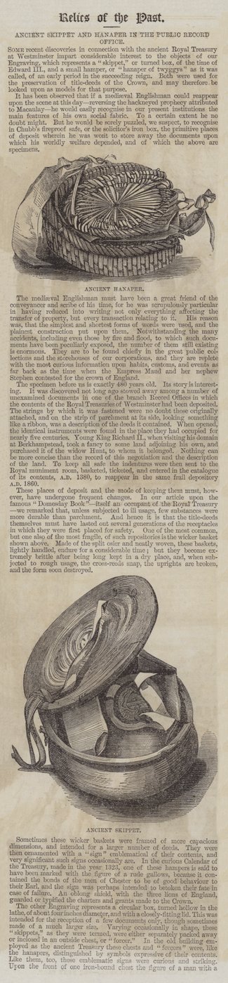 Ancient Skippet and Hanaper in the Public Record Office by English School