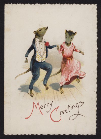 Anthropomorphic mice dancing by English School