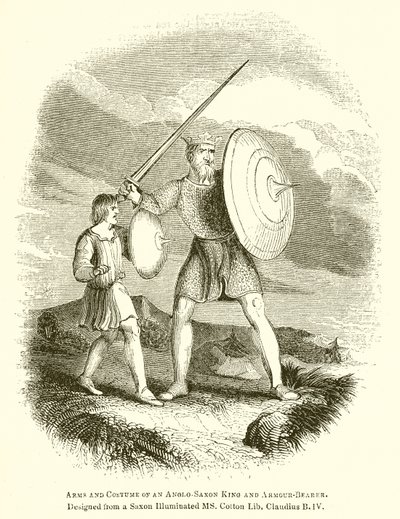 Arms and Costume of an Anglo-Saxon King and Armour-Bearer by English School