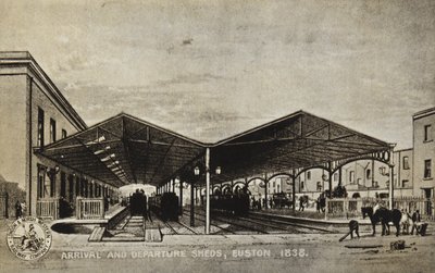 Arrival and Departure Sheds, Euston 1838 by English School