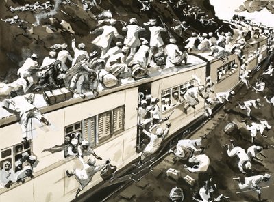 Attack on an Indian train during 1947 by English School