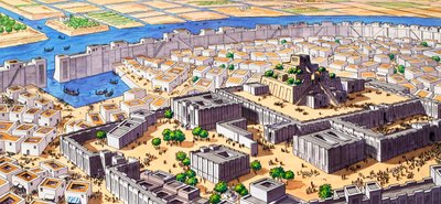 Aztec City of Tenochtitlan by English School
