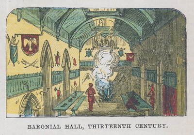 Baronial hall, 13th century by English School