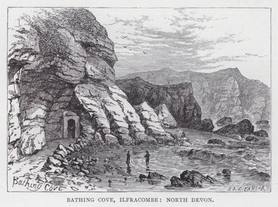 Bathing Cove, Ilfracombe, North Devon (engraving) by English School