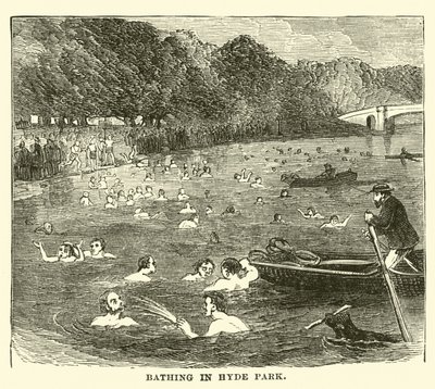 Bathing in Hyde Park by English School