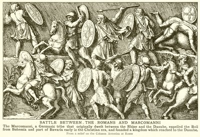 Battle between the Romans and Marcomanni by English School