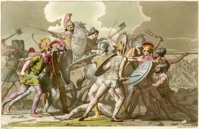 Battle with Ancient Greeks by English School